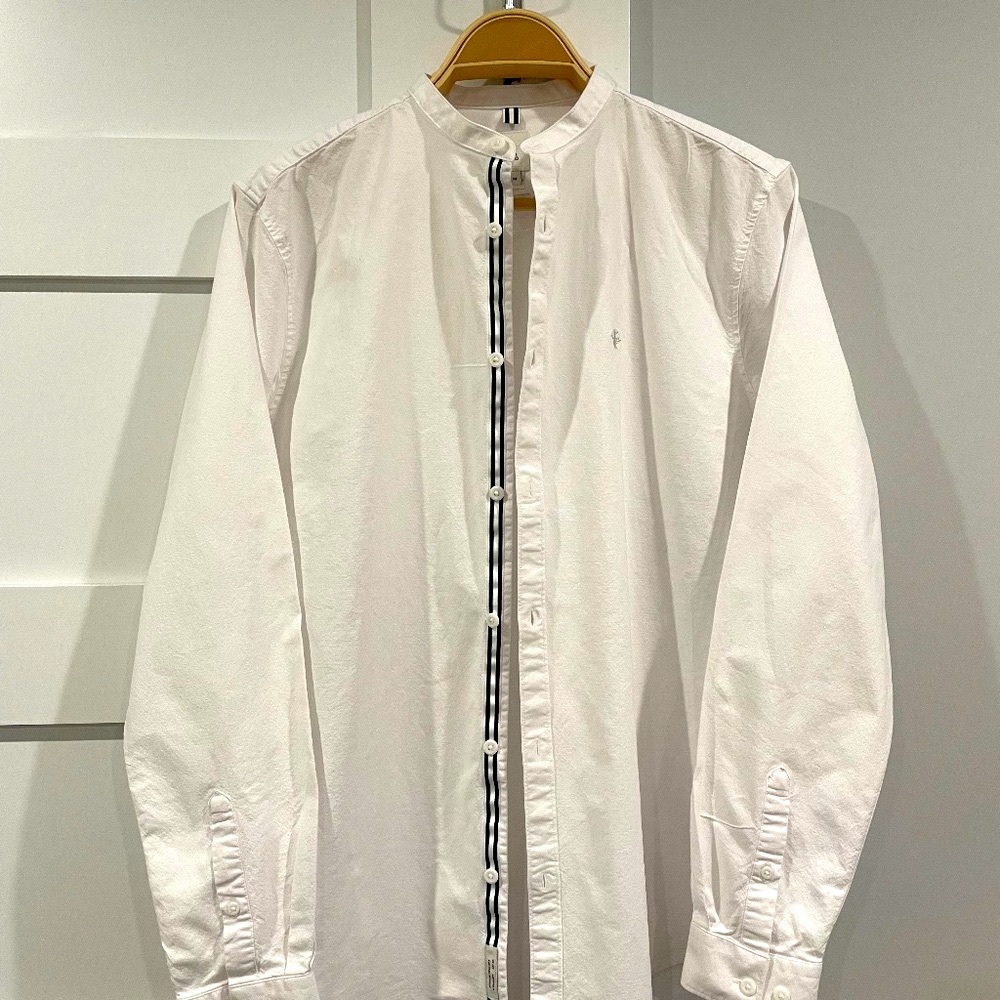 River Island Stand Collar Oxford Dress Shirt - White, Medium